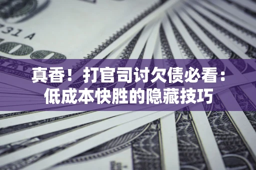 武汉真香！打官司讨欠债必看：低成本快胜的隐藏技巧